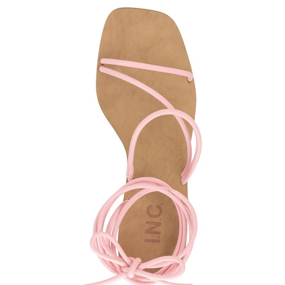 INC Womens Chedel Pink Faux Leather Square Toe Lace-Up Heels Shoes - Picture 12 of 14